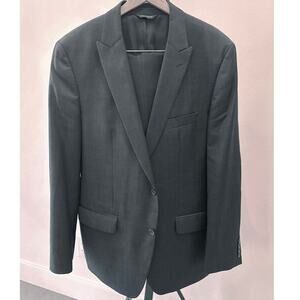 44R Men's Marc Anthony Blazer Black 100% Wool 2 Button 2 Piece Suit Pants 34 32
